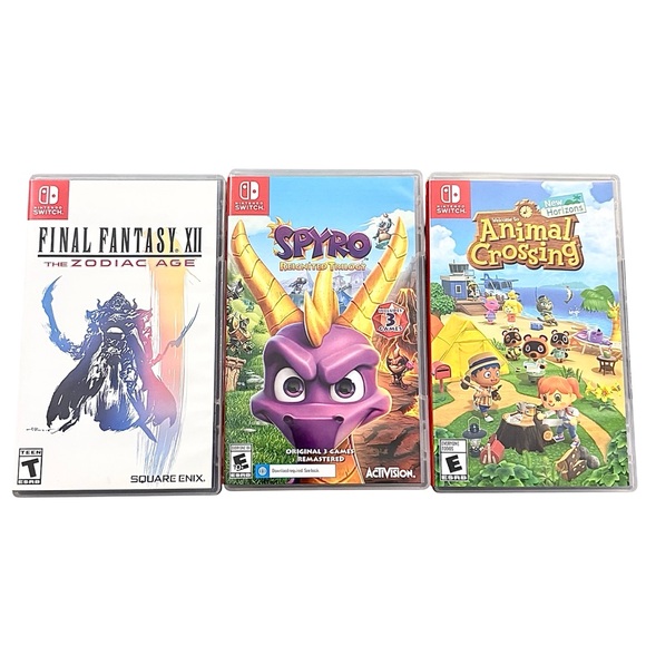 Nintendo Switch 3pk Case Only - Final Fantasy XII, Spyro and Animal Crossing - Picture 1 of 9